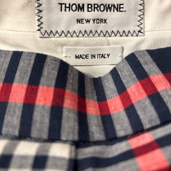 Thom Browne Checked Pleated Asymmetrical Skirt (40) - Picture 4 of 4